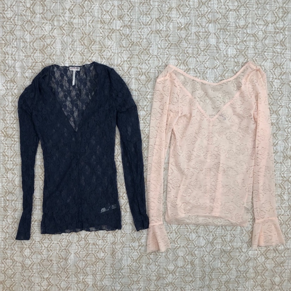 Free people lace long sleeve top lot bundle XS